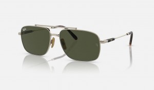 Men's Ray Ban Michael Titanium Sunglasses Green | 391765-BAC