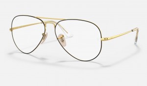 Women's Ray Ban Aviator Optics Eyeglasses Gold | 561023-YXL